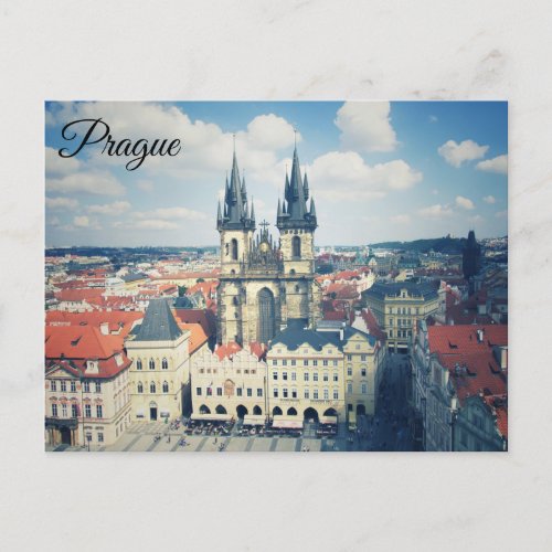 Prague old town square postcard