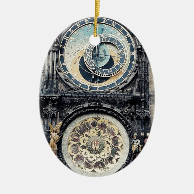 Prague Orloj Ceramic Ornament (Front)