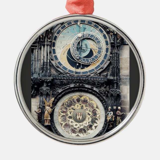 Prague Orloj Metal Ornament (Front)