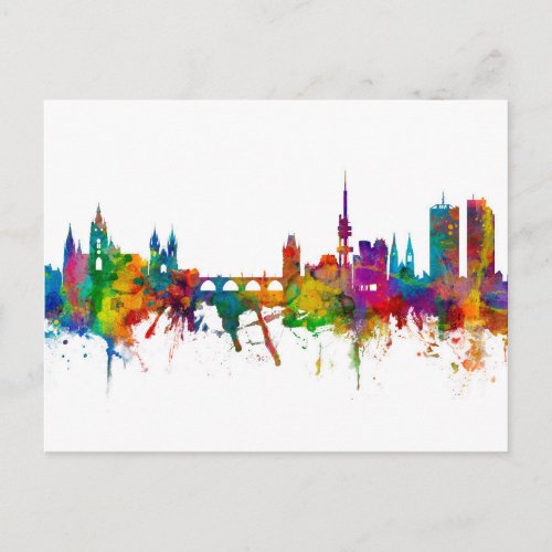 Prague Praha Czech Republic Skyline Postcard