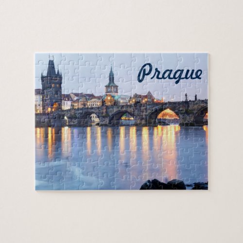 Prague River twilight view souvenir photo Jigsaw Puzzle