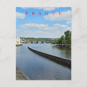 Prague river Vltava view postcard