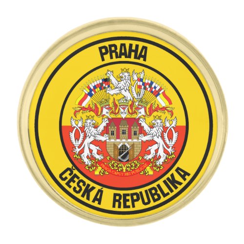 Prague Round Emblem Gold Finish Lapel Pin