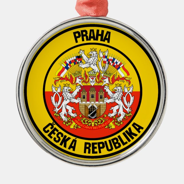 Prague Round Emblem Metal Ornament (Front)