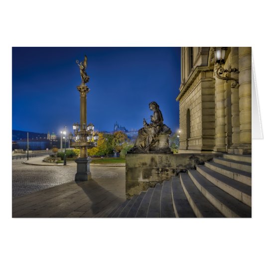 Prague Rudolfinum at Night Cards (Front Horizontal)