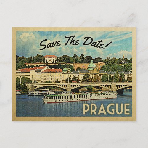 Prague Save The Date Czech Republic Announcement Postcard