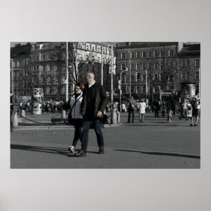 Prague Selective Color Exhibition Couple Poster