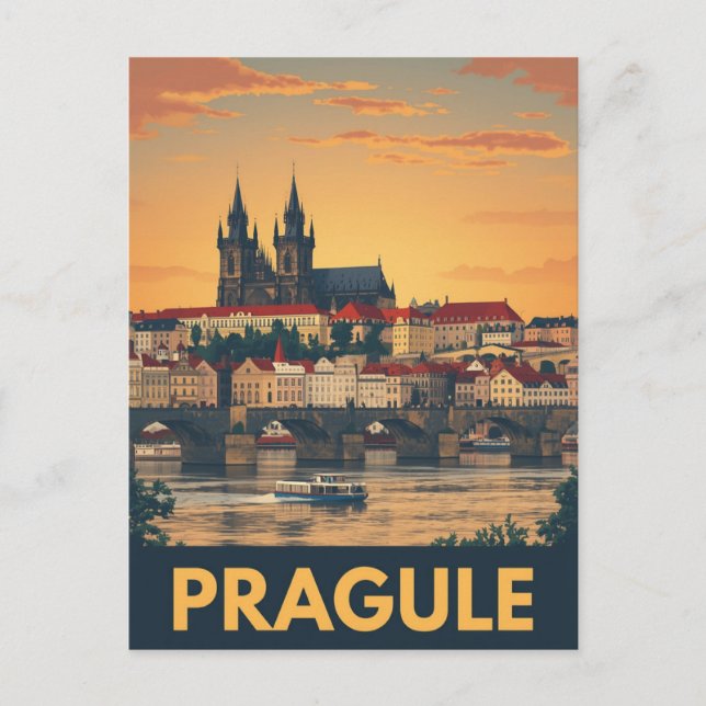 Prague Skyline Postcard (Front)