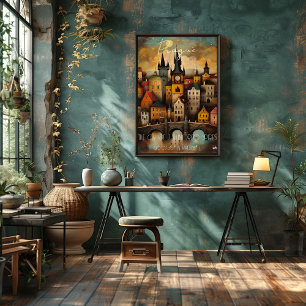 Prague: The City of a Hundred Spires - Whimsical Poster