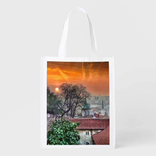 Prague Town in the Morning Reusable Grocery Bag (Front)