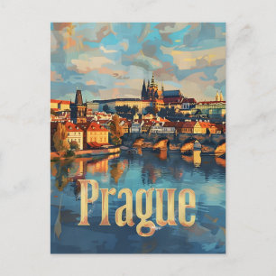 Prague vintage art postcard