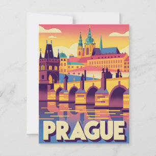 Prague vintage postcard