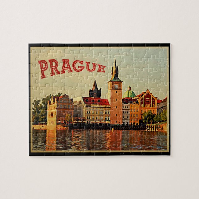 Prague Vintage Travel Jigsaw Puzzle (Horizontal)