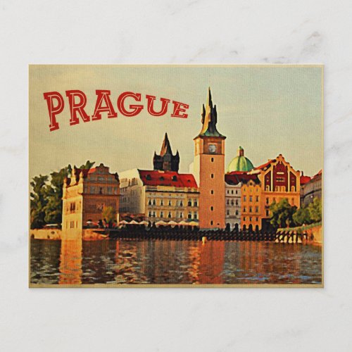 Prague Vintage Travel Postcard