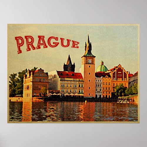 Prague Vintage Travel Poster