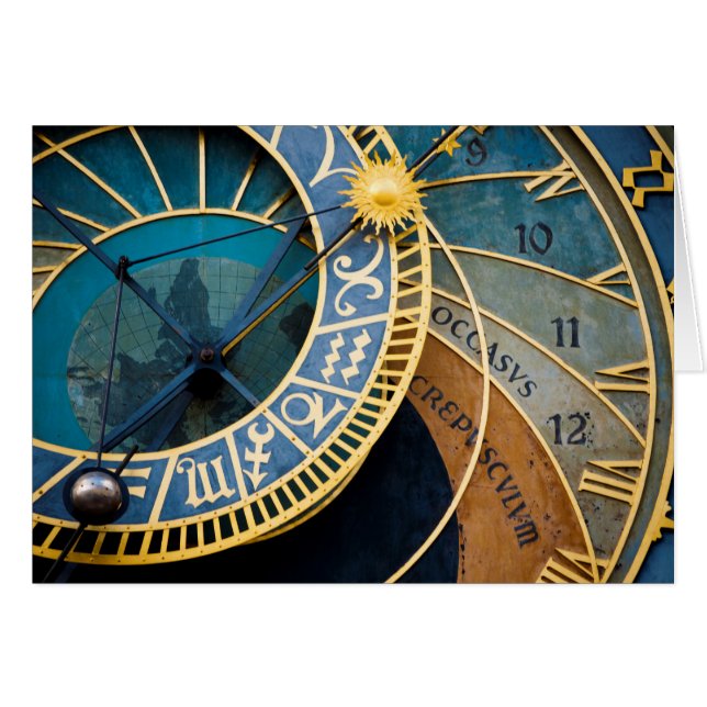 Prague's Astronomical and Zodiac Clock Cards (Front Horizontal)