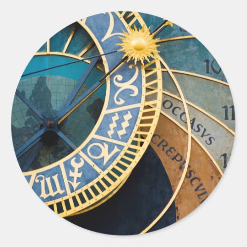 Pragues Astronomical and Zodiac Clock Classic Round Sticker