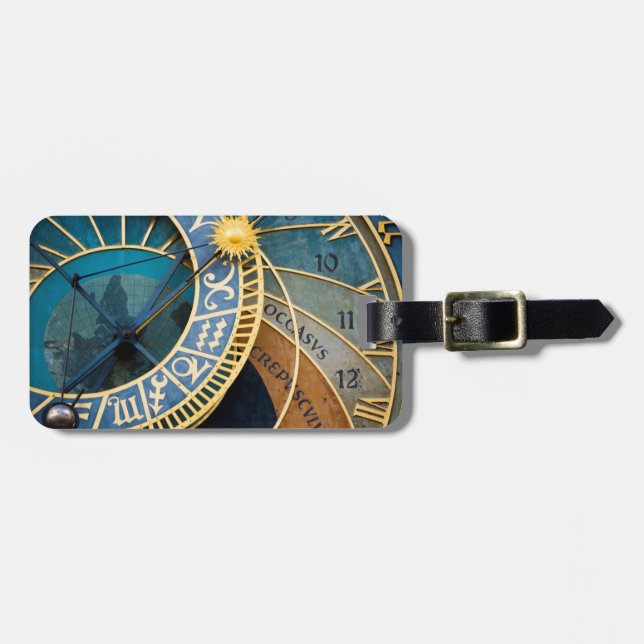 Prague's Astronomical and Zodiac Clock Luggage Tag (Front Horizontal)