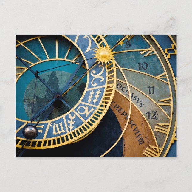 Prague's Astronomical and Zodiac Clock Postcard (Front)