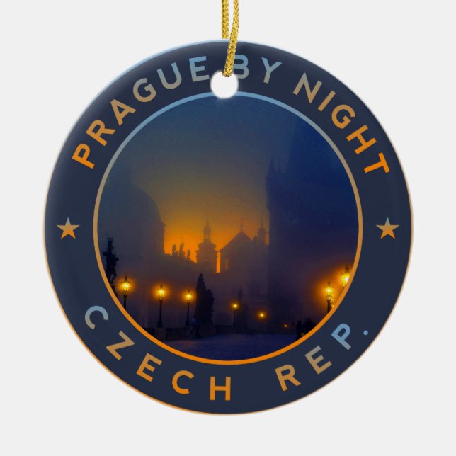 Praha by Night Ceramic Ornament (Front)