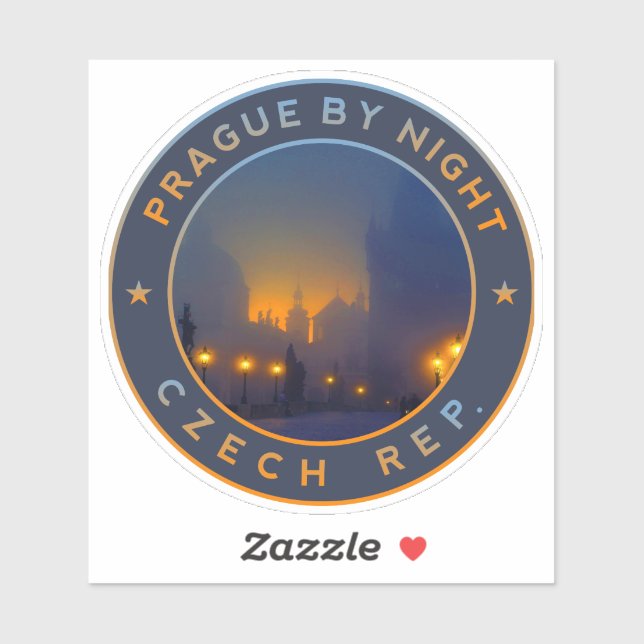 Praha by Night. Czech Republic Prague Sticker (Sheet)