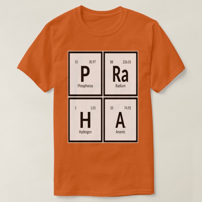 Praha City Periodic Table of Elements T-Shirt (Design Front)