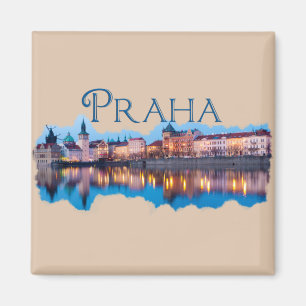 Praha: Evening Skyline Magnet