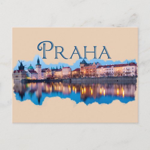 Praha Evening Skyline Postcard