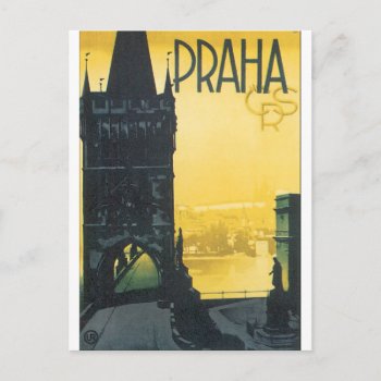 Praha Vintage Travel Poster Postcard by travelpostervintage at Zazzle