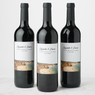 Praia de Albufeira Portugal Wedding Personalized Wine Label