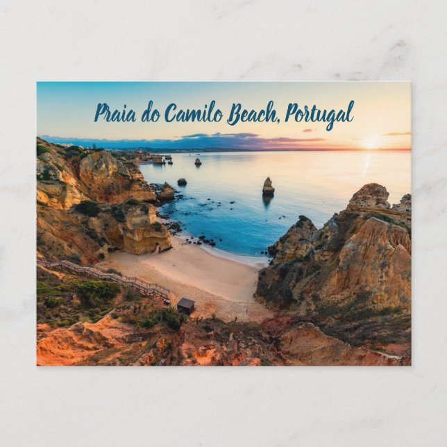 Praia do Camilo Beach Portugal stylized Postcard (Front)
