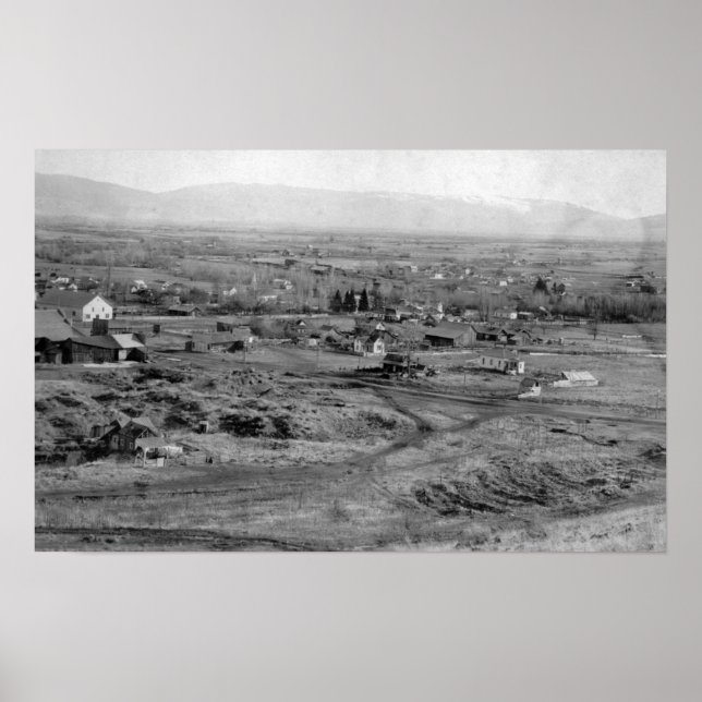 Prairie City, Oregon Birds Eye Town View Poster (Front)