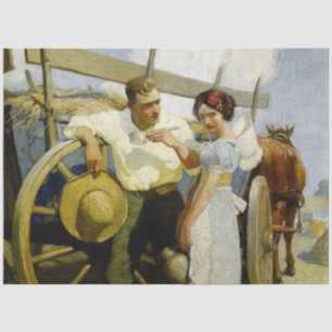 “Prairie Couple and Wagon” by NC Wyeth Tissue Paper