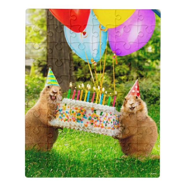 Prairie Dog Birthday Party Jigsaw Puzzle (Puzzle Vertical)