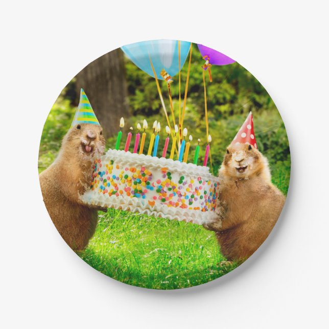 Prairie Dog Birthday Party Paper Plates (Front)