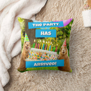Prairie Dog Birthday Party Throw Pillow