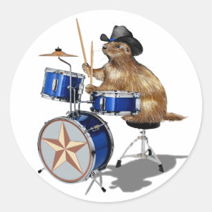 Prairie Dog Drummer Classic Round Sticker