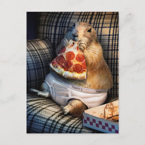 Prairie Dog Eating Pizza Invitation Postcard