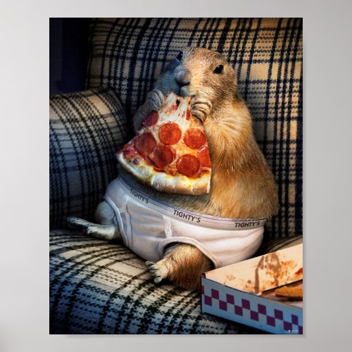 Prairie Dog Eating Pizza Poster