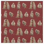 Prairie Dog Frenzy Fabric (Burgundy)
