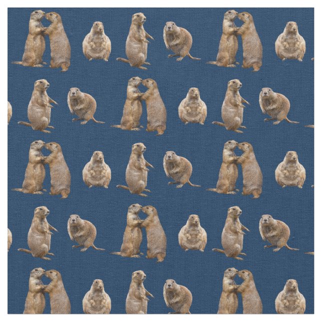 Prairie Dog Frenzy Fabric (Navy) (Close Up)