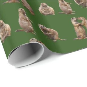 Prairie Dog Frenzy Wrapping Paper (Dark Green)