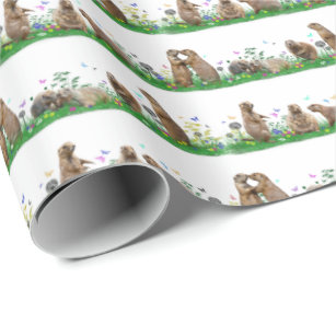 Prairie Dog Meadow Wrapping Paper (choose colour)