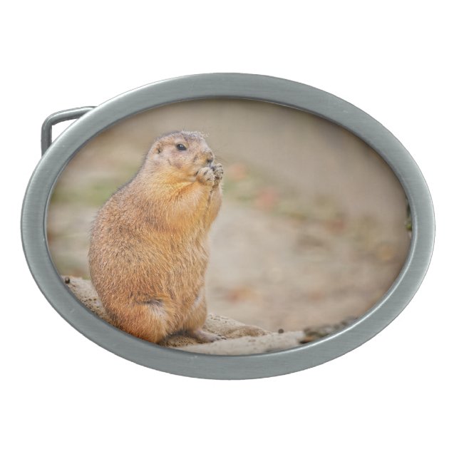 Prairie dog oval belt buckle (Front)