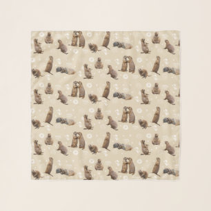 Prairie Dog Party Chiffon Scarf (Cream)