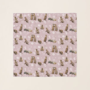 Prairie Dog Party Chiffon Scarf (Dusty Pink)