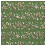 Prairie Dog Party Fabric (Dark Green)
