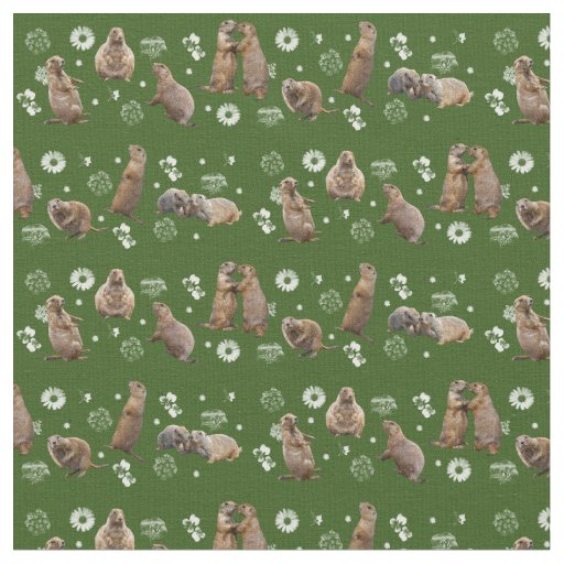Prairie Dog Party Fabric (Dark Green)