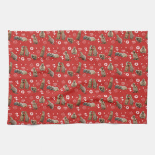 Prairie Dog Party Kitchen Towel (Red)