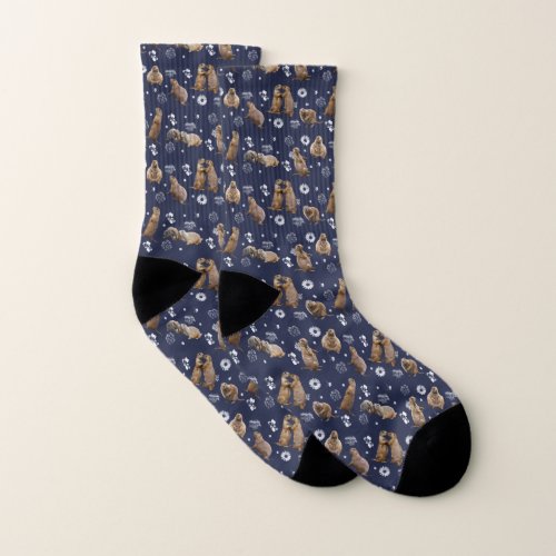 Prairie Dog Party Socks (Navy)